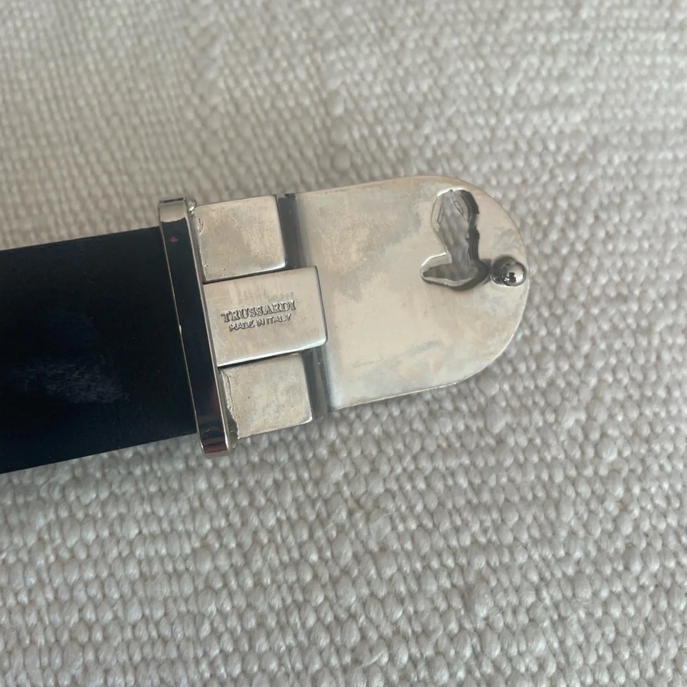 Authentic Trussardi Genuine Leather Belt Black Size 70 - Made in Italy